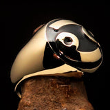 Perfectly crafted domed Men's Zodiac Cancer Ring Black - Solid Brass - BikeRing4u