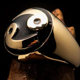 Perfectly crafted domed Men's Zodiac Cancer Ring Black - Solid Brass - BikeRing4u