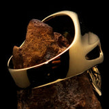 Excellent crafted Men's Biker Skull Ring Red Diamond Lucky 13 - Solid Brass - BikeRing4u