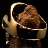 Excellent crafted Men's Biker Skull Ring Red Diamond Lucky 13 - Solid Brass - BikeRing4u