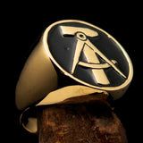 Perfectly crafted Men's GDR Socialist Ring Hammer Compasses Black - Solid Brass - BikeRing4u