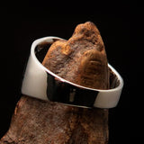 Men's Greek lower case Letter Initial Ring Omicron - Sterling Silver - BikeRing4u