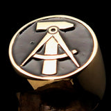 Perfectly crafted Men's GDR Socialist Ring Hammer Compasses Black - Solid Brass - BikeRing4u