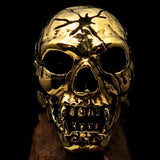 Excellent crafted Men's antiqued Head Shot Skull Ring - solid Brass - BikeRing4u