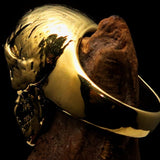 Excellent crafted Men's antiqued Head Shot Skull Ring - solid Brass - BikeRing4u