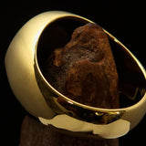 Excellent crafted Men's US Marshall Ring green Star - Solid Brass - BikeRing4u