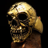 Excellent crafted Men's antiqued Head Shot Skull Ring - solid Brass - BikeRing4u