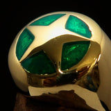 Excellent crafted Men's US Marshall Ring green Star - Solid Brass - BikeRing4u