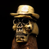 Excellent crafted Men's Cowboy Skull Ring - Solid Brass - BikeRing4u