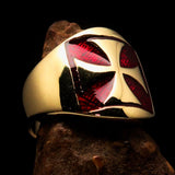 Excellent crafted Men's red Iron Cross Biker Ring - Solid Brass - BikeRing4u
