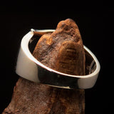 Men's Greek lower case Letter Initial Ring Tau - Sterling Silver - BikeRing4u