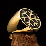Excellent crafted Men's Winter Ring Black Snowflake - solid Brass - BikeRing4u