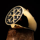 Excellent crafted Men's Winter Ring Black Snowflake - solid Brass - BikeRing4u