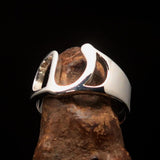 Men's Greek lower case Letter Initial Ring Upsilon - Sterling Silver - BikeRing4u