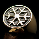 Excellent crafted Men's Winter Ring Black Snowflake - solid Brass - BikeRing4u
