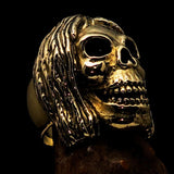 Excellent crafted Men's Hippie Skull Ring - Solid Brass - BikeRing4u