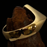 Excellent crafted Men's green Fleur de Lis Cross Ring - solid Brass - BikeRing4u