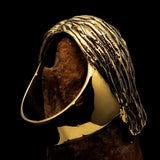 Excellent crafted Men's Hippie Skull Ring - Solid Brass - BikeRing4u