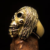 Excellent crafted Men's Hippie Skull Ring - Solid Brass - BikeRing4u