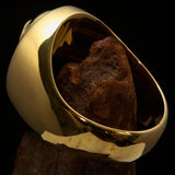 Excellent crafted oval Men's green Vampire Skull Ring - solid Brass - BikeRing4u