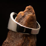 Men's Greek lower case Letter Initial Ring Chi - Sterling Silver - BikeRing4u