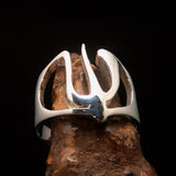 Men's Greek lower case Letter Initial Ring Psi - Sterling Silver - BikeRing4u