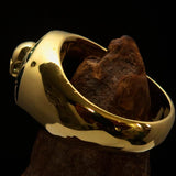 Excellent crafted domed Men's green Hexagram Skull Ring - solid Brass - BikeRing4u