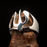 Men's Greek lower case Letter Initial Ring Psi - Sterling Silver - BikeRing4u