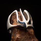 Men's Greek lower case Letter Initial Ring Psi - Sterling Silver - BikeRing4u