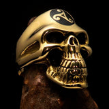 Excellent crafted Men's Celtic Triskelia Black Triad Skull Ring - solid Brass - BikeRing4u