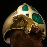 Excellent crafted Men's green Anarchy Symbol Ring - Solid Brass - BikeRing4u