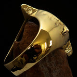 Excellent crafted Men's green Anarchy Symbol Ring - Solid Brass - BikeRing4u