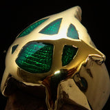 Excellent crafted Men's green Anarchy Symbol Ring - Solid Brass - BikeRing4u