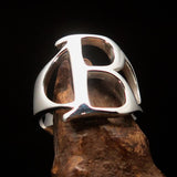 Men's Greek upper case Capital Letter Initial Ring Beta - Sterling Silver - BikeRing4u