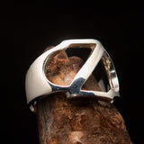 Men's Greek upper case Capital Letter Initial Ring Zeta - Sterling Silver - BikeRing4u