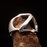 Men's Greek upper case Capital Letter Initial Ring Zeta - Sterling Silver - BikeRing4u