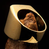 Perfectly crafted Men's Rampant Lion Ring Blue - Solid Brass - BikeRing4u