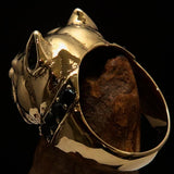 Excellent crafted Men's Pitbull Ring with red Garnet Collar - solid Brass - BikeRing4u