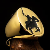 Excellent crafted Men's Black Riding Knight Ring - Solid Brass - BikeRing4u