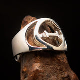 Men's Greek upper case Capital Letter Initial Ring Theta - Sterling Silver - BikeRing4u