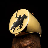 Excellent crafted Men's Black Riding Knight Ring - Solid Brass - BikeRing4u
