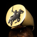 Excellent crafted Men's Black Riding Knight Ring - Solid Brass - BikeRing4u