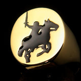 Excellent crafted Men's Black Riding Knight Ring - Solid Brass - BikeRing4u