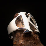 Men's Greek upper case Capital Letter Initial Ring Kappa - Sterling Silver - BikeRing4u