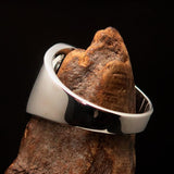 Men's Greek upper case Capital Letter Initial Ring Lambda - Sterling Silver - BikeRing4u