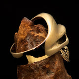 Excellent crafted Men's Gamer Ring Black Biohazard Skull - Solid Brass - BikeRing4u