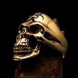 Excellent crafted Men's Gamer Ring Black Biohazard Skull - Solid Brass - BikeRing4u