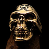 Excellent crafted Men's Gamer Ring Black Biohazard Skull - Solid Brass - BikeRing4u