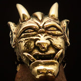 Excellent crafted Men's horned Devil Ring - Antiqued Brass - BikeRing4u