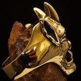 Excellent crafted Men's horned Devil Ring - Antiqued Brass - BikeRing4u